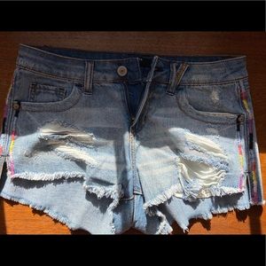 Embroidered Denim Shorts
